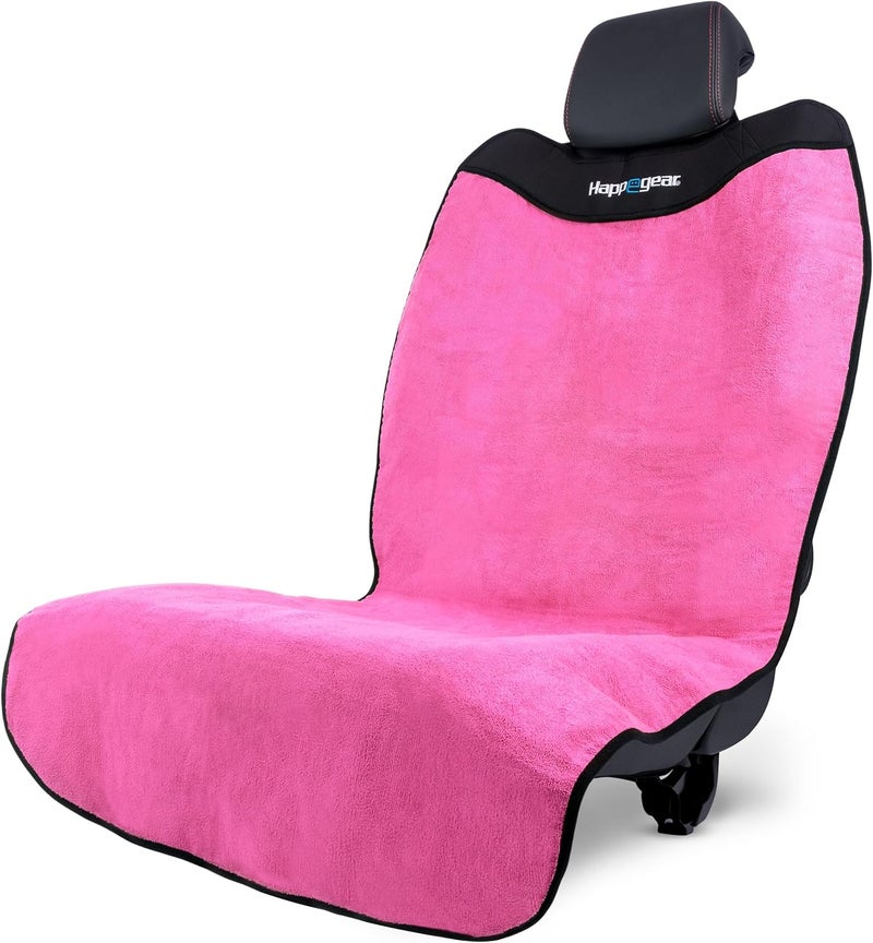 HAPPEGEAR Happeseat Waterproof Car Seat Cover & Protector – Universal Fit Car Seat Towel Cover – Non-Slip Backing, Easy Install & Storage, Machine Washable, Fits Front & Back, Pink - Image 1